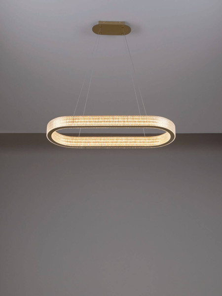 Nova Luce LED Pendelleuchte Kinara dimmbar 70W warmweiss 3000K Platingold Aluminium Edelstahl 90x37cm 9019743