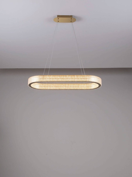 Nova Luce LED Pendelleuchte Kinara dimmbar 70W warmweiss 3000K Platingold Aluminium Edelstahl 90x37cm 9019743