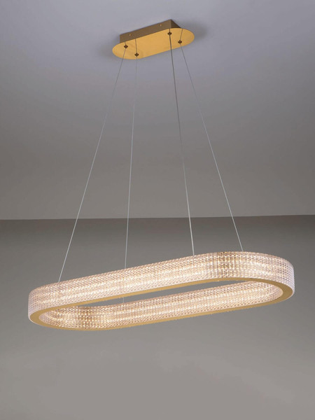 Nova Luce LED Pendelleuchte Kinara dimmbar 70W warmweiss 3000K Platingold Aluminium Edelstahl 90x37cm 9019743