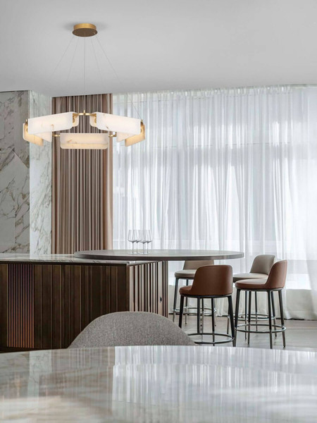 Nova Luce LED Pendelleuchte Aider dimmbar 45W warmweiss 3000K Messinggold Stahl Aluminium Ø93cm 9019759