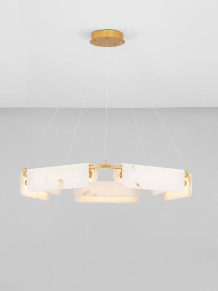 Nova Luce LED Pendelleuchte Aider dimmbar 45W warmweiss 3000K Messinggold Stahl Aluminium Ø93cm 9019759