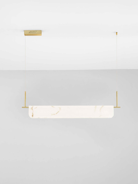 Nova Luce LED Pendelleuchte Aider dimmbar 35W warmweiss 3000K Messinggold Stahl Aluminium 100x8cm 9019760