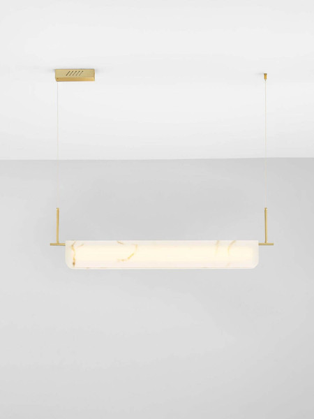 Nova Luce LED Pendelleuchte Aider dimmbar 35W warmweiss 3000K Messinggold Stahl Aluminium 100x8cm 9019760