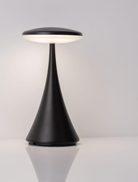 Nova Luce LED Akku-Tischleuchte Elbo dimmbar 2W warmweiss 3000K USB IP54 Schwarz Aluminium Ø9cm 9030133