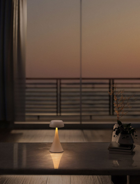 Nova Luce LED Akku-Tischleuchte Ycro dimmbar 2W warmweiss 3000K USB IP54 Creme Aluminium Ø8cm 9030142