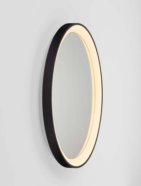 Nova Luce LED Spiegel Onar 21W warmweiss 3000K IP44 Schwarz Aluminium Spiegelglas Ø58cm 9030501