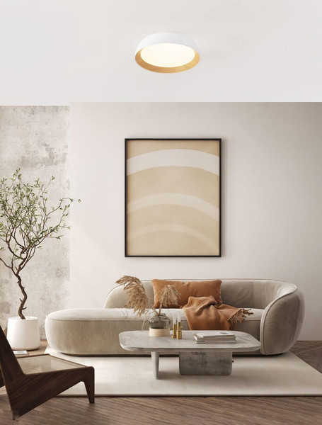 Nova Luce LED Deckenleuchte Sigi dimmbar 40W warmweiss 3000K Weiß Holz Aluminium Metall Ø45cm 9030502