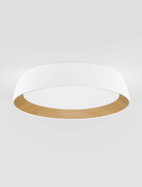 Nova Luce LED Deckenleuchte Sigi dimmbar 40W warmweiss 3000K Weiß Holz Aluminium Metall Ø45cm 9030502