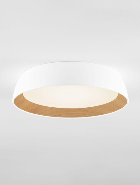 Nova Luce LED Deckenleuchte Sigi dimmbar 40W warmweiss 3000K Weiß Holz Aluminium Metall Ø45cm 9030502