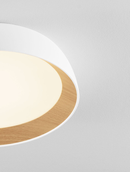 Nova Luce LED Deckenleuchte Sigi dimmbar 40W warmweiss 3000K Weiß Holz Aluminium Metall Ø45cm 9030502