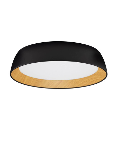 Nova Luce LED Deckenleuchte Sigi dimmbar 40W warmweiss 3000K Schwarz Holz Aluminium Metall Ø45cm 9030503
