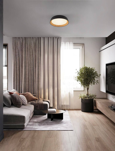 Nova Luce LED Deckenleuchte Sigi dimmbar 40W warmweiss 3000K Schwarz Holz Aluminium Metall Ø45cm 9030503