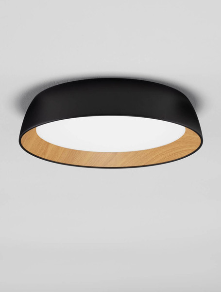 Nova Luce LED Deckenleuchte Sigi dimmbar 40W warmweiss 3000K Schwarz Holz Aluminium Metall Ø45cm 9030503