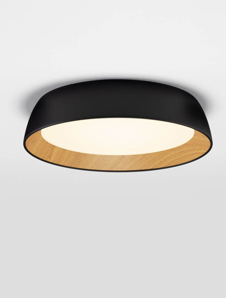 Nova Luce LED Deckenleuchte Sigi dimmbar 40W warmweiss 3000K Schwarz Holz Aluminium Metall Ø45cm 9030503