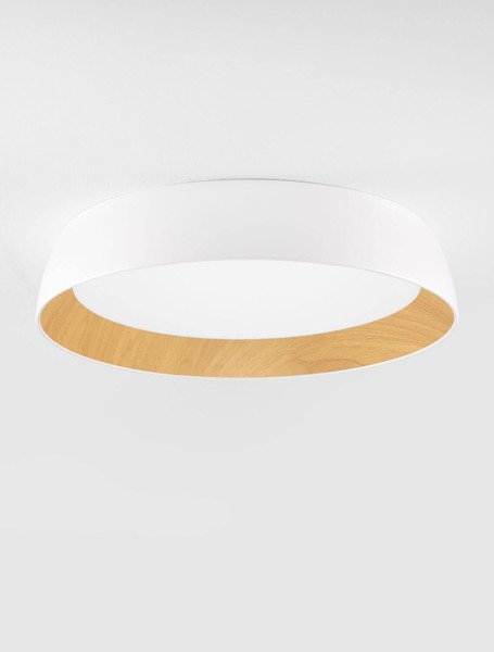 Nova Luce LED Deckenleuchte Sigi dimmbar 50W warmweiss 3000K Weiß Holz Aluminium Metall Ø60cm 9030504