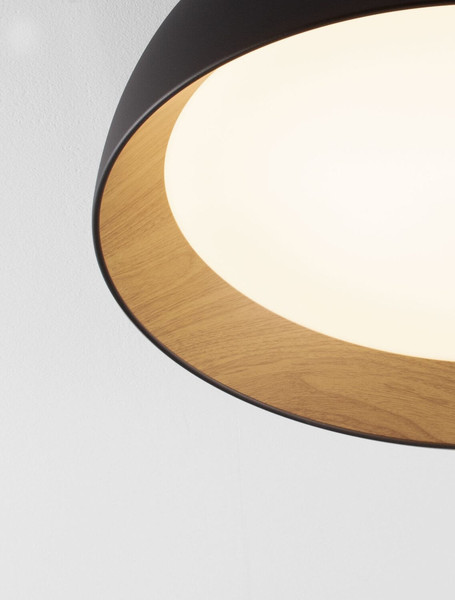 Nova Luce LED Deckenleuchte Sigi dimmbar 50W warmweiss 3000K Schwarz Holz Aluminium Metall Ø60cm 9030505