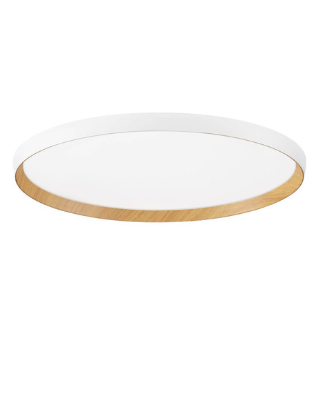 Nova Luce LED Deckenleuchte Vomos dimmbar 55W CCT warm-/neutralweiss 2700/3000/4000K Weiß Holz Aluminium Metall Ø60cm 9030516