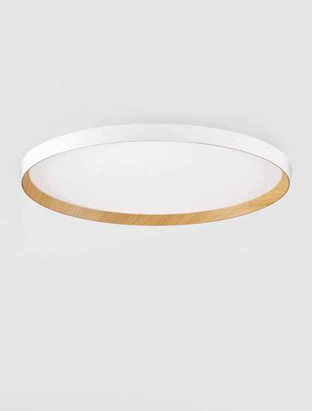 Nova Luce LED Deckenleuchte Vomos dimmbar 55W CCT warm-/neutralweiss 2700/3000/4000K Weiß Holz Aluminium Metall Ø60cm 9030516