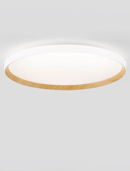 Nova Luce LED Deckenleuchte Vomos dimmbar 55W CCT warm-/neutralweiss 2700/3000/4000K Weiß Holz Aluminium Metall Ø60cm 9030516