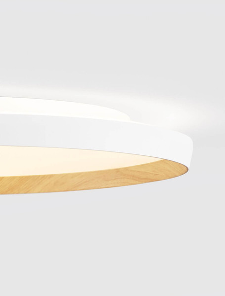 Nova Luce LED Deckenleuchte Vomos dimmbar 55W CCT warm-/neutralweiss 2700/3000/4000K Weiß Holz Aluminium Metall Ø60cm 9030516