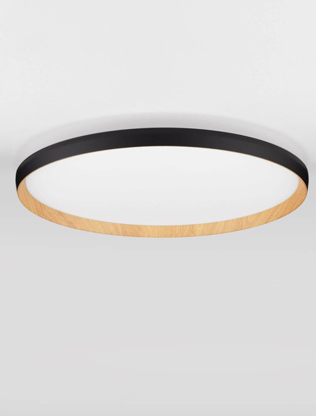 Nova Luce LED Deckenleuchte Vomos dimmbar 55W CCT warm-/neutralweiss 2700/3000/4000K Schwarz Holz Aluminium Metall Ø60cm 9030517