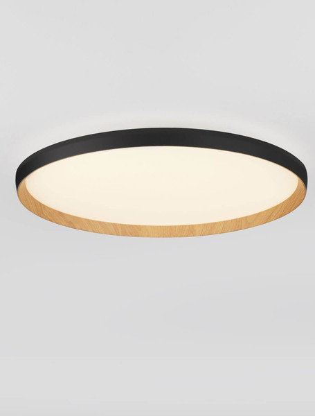 Nova Luce LED Deckenleuchte Vomos dimmbar 55W CCT warm-/neutralweiss 2700/3000/4000K Schwarz Holz Aluminium Metall Ø60cm 9030517
