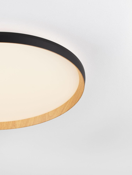 Nova Luce LED Deckenleuchte Vomos dimmbar 55W CCT warm-/neutralweiss 2700/3000/4000K Schwarz Holz Aluminium Metall Ø60cm 9030517