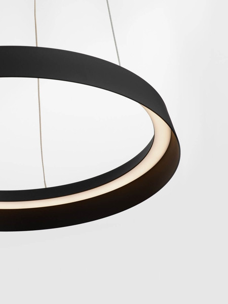 Nova Luce LED Pendelleuchte Ormi dimmbar 38W CCT warmweiss 2700/3000K Schwarz Aluminium Ø45cm 9030519