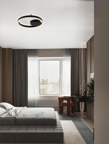 Nova Luce LED Deckenleuchte Hedra dimmbar 40W warmweiss 3000K Schwarz Aluminium Metall Ø40cm 9030525