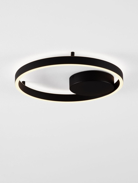 Nova Luce LED Deckenleuchte Hedra dimmbar 40W warmweiss 3000K Schwarz Aluminium Metall Ø40cm 9030525