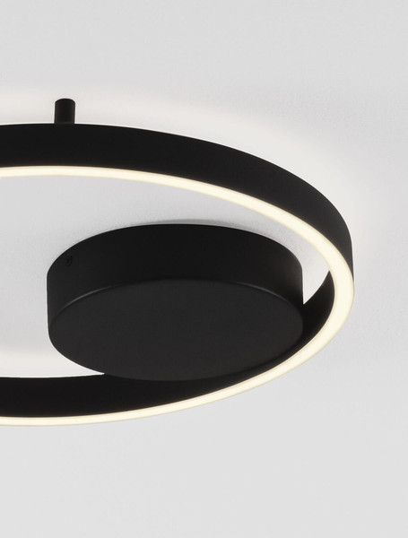 Nova Luce LED Deckenleuchte Hedra dimmbar 40W warmweiss 3000K Schwarz Aluminium Metall Ø40cm 9030525