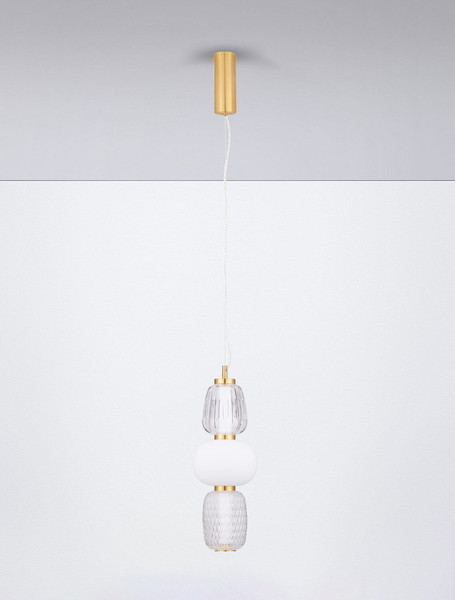Nova Luce LED Pendelleuchte Movil dimmbar 28W warmweiss 3000K Opal Platingold Glas Metall Ø17cm 9030537