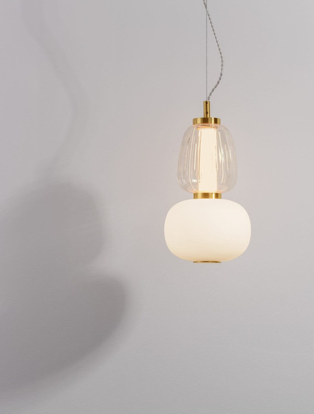 Nova Luce LED Pendelleuchte Movil dimmbar 18W warmweiss 3000K Opal Platingold Glas Metall Ø17cm 9030538