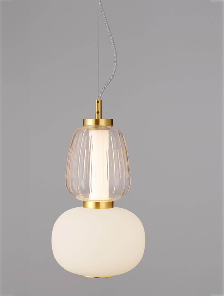 Nova Luce LED Pendelleuchte Movil dimmbar 18W warmweiss 3000K Opal Platingold Glas Metall Ø17cm 9030538