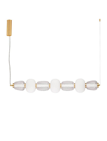 Nova Luce LED Pendelleuchte Movil dimmbar 42W warmweiss 3000K Opal Platingold Glas Metall 110x17cm 9030539