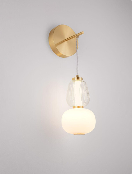 Nova Luce LED Wandleuchte Movil dimmbar 18W warmweiss 3000K Opal Platingold Glas Metall Ø22cm 9030540