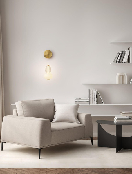 Nova Luce LED Wandleuchte Movil dimmbar 18W warmweiss 3000K Opal Platingold Glas Metall Ø22cm 9030540