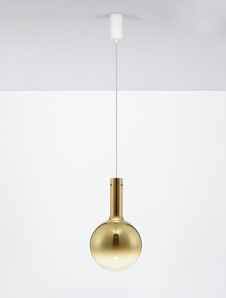 Nova Luce LED Pendelleuchte Nostos dimmbar 6W warmweiss 3000K Gold Weiß Glas Metall Ø25cm 9030541
