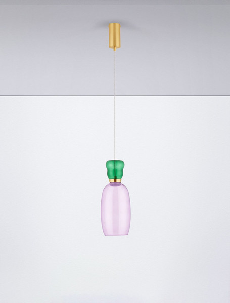 Nova Luce LED Pendelleuchte Pluma 5W warmweiss 3000K Jaspis Lila Gold Glas Metall Ø15cm 9030544