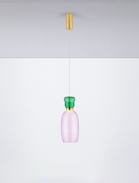 Nova Luce LED Pendelleuchte Pluma 5W warmweiss 3000K Jaspis Lila Gold Glas Metall Ø15cm 9030544
