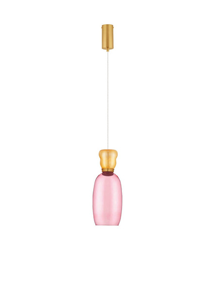 Nova Luce LED Pendelleuchte Pluma 5W warmweiss 3000K Gelb Pink Gold Glas Metall Ø15cm 9030545