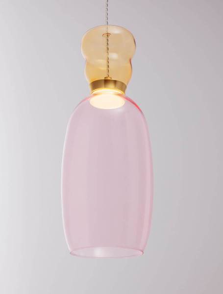 Nova Luce LED Pendelleuchte Pluma 5W warmweiss 3000K Gelb Pink Gold Glas Metall Ø15cm 9030545