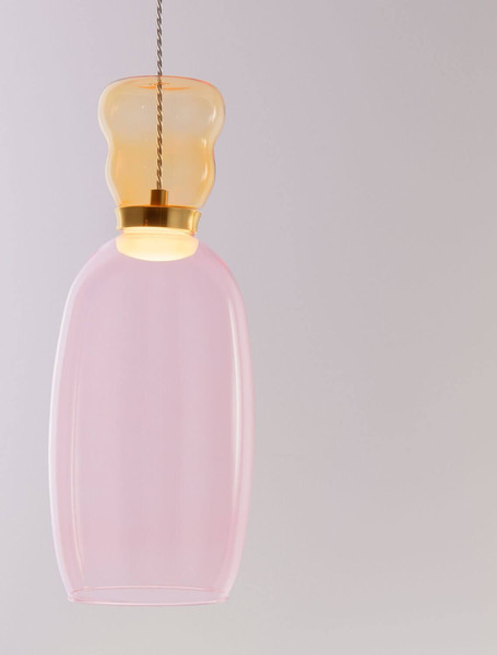 Nova Luce LED Pendelleuchte Pluma 5W warmweiss 3000K Gelb Pink Gold Glas Metall Ø15cm 9030545