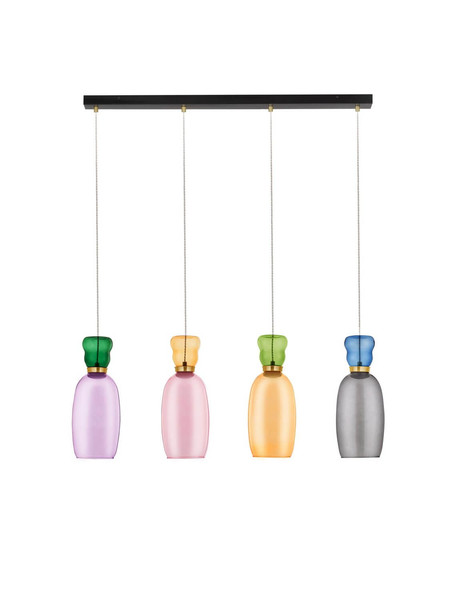 Nova Luce LED Pendelleuchte Pluma 20W warmweiss 3000K Mehrfarbig Glas Metall 96x15cm 9030548