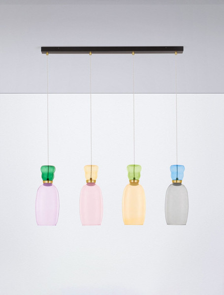 Nova Luce LED Pendelleuchte Pluma 20W warmweiss 3000K Mehrfarbig Glas Metall 96x15cm 9030548