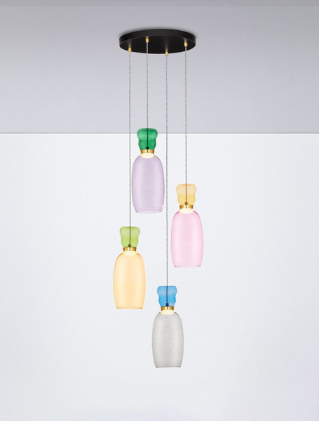 Nova Luce LED Pendelleuchte Pluma 20W warmweiss 3000K Mehrfarbig Glas Metall Ø42cm 9030549