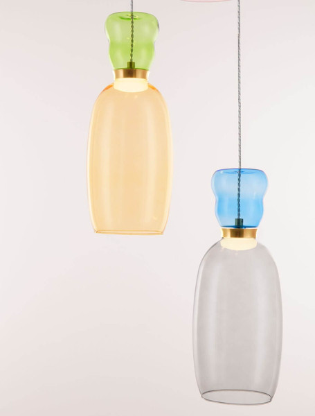 Nova Luce LED Pendelleuchte Pluma 20W warmweiss 3000K Mehrfarbig Glas Metall Ø42cm 9030549