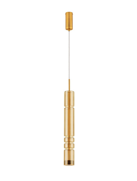 Nova Luce LED Pendelleuchte Bento 7W warmweiss 3000K Cognac Messinggold Glas Metall Ø8cm 9030550