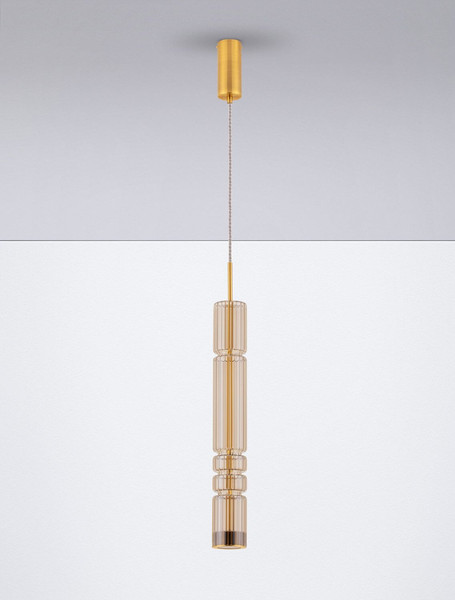 Nova Luce LED Pendelleuchte Bento 7W warmweiss 3000K Cognac Messinggold Glas Metall Ø8cm 9030550