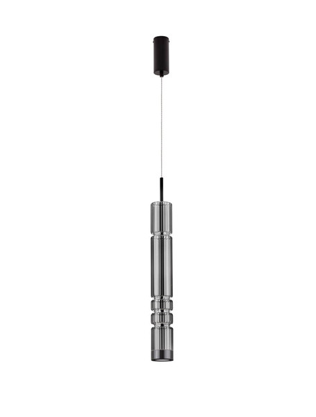 Nova Luce LED Pendelleuchte Bento 7W warmweiss 3000K Rauchgrau Schwarz Glas Metall Ø8cm 9030551